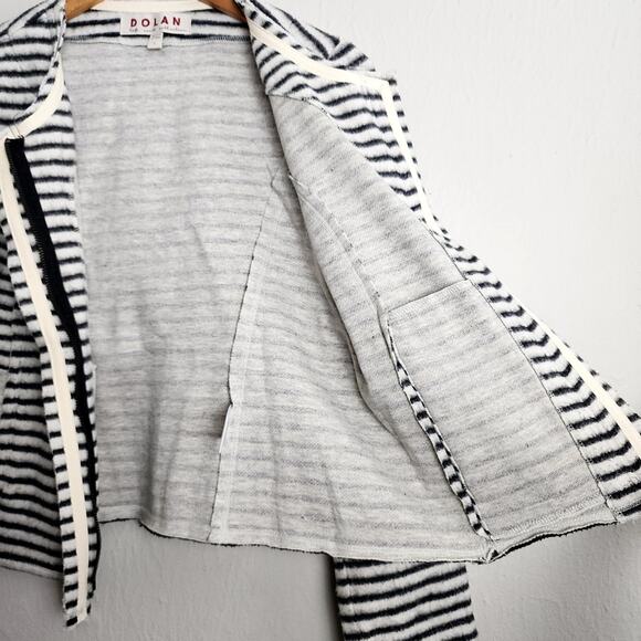 Dolan Anthropologie Left Coast Collection Striped Brushed Fleece Moto Jacket - Picture 9 of 14
